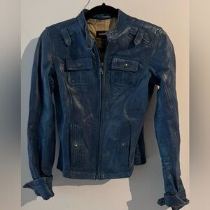 Vintage Danier leather 3XS vibrant blue leather jacket
